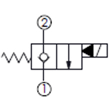 单止回, 口2封闭,通电时口2通口1常闭型提动轴型电磁方向阀